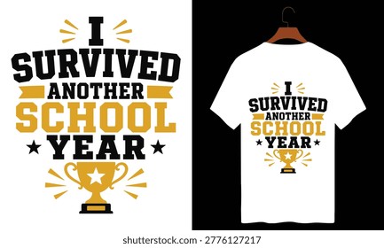 Academic themed typography art with winner trophy cup icon vector illustration for graduation print apparel design.