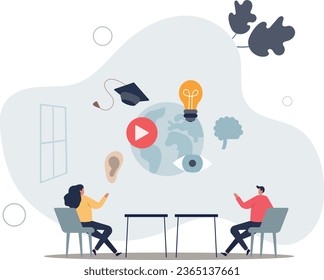 Academic training with education and knowledge learning.School, college or university class course for cognitive process and smart professional skills program.flat vector illustration