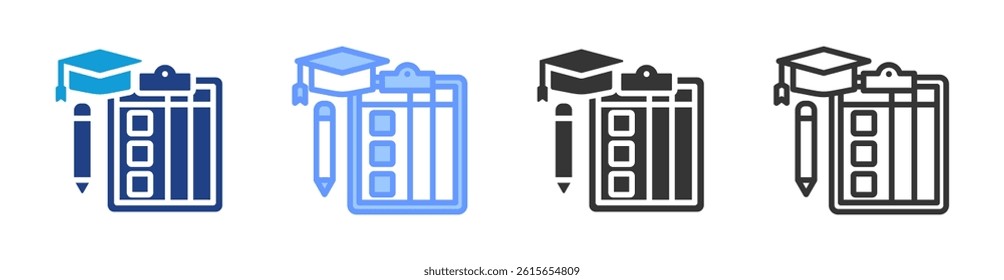 Academic Transcript icon set multiple style collection