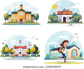 Academic Wonderland: School Vector : Step into the world of knowledge with our Academic Wonderland School Design Illustration Vector.