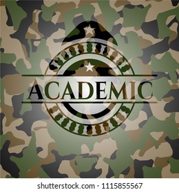 Academic written on a camouflage texture