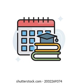 Academic year vector filled outline icon style illustration. EPS 10 file