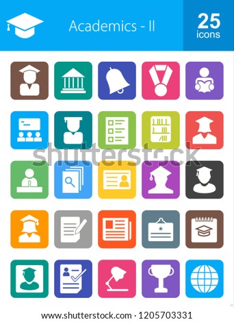 Academics Filled Round Corner Icons