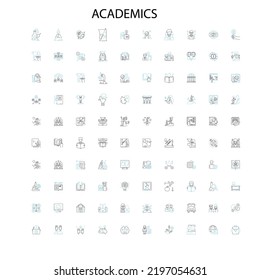 academics icons, signs, outline symbols, concept linear illustration line collection