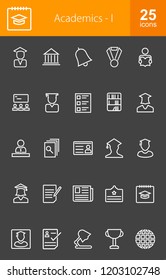 Academics Line Inverted Icons