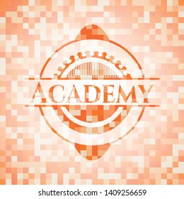 Academy abstract orange mosaic emblem