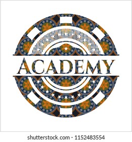 Academy arabic badge. Arabesque decoration.