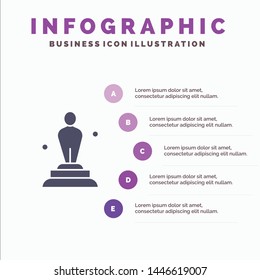 Academy, Award, Oscar, Statue, Trophy Solid Icon Infographics 5 Steps Presentation Background