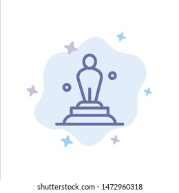 Academy, Award, Oscar, Statue, Trophy Blue Icon on Abstract Cloud Background