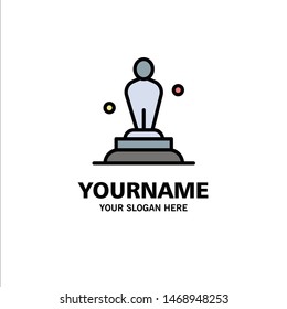 Academy, Award, Statue, Trophy Business Logo Template. Flat Color. Vector Icon Template background