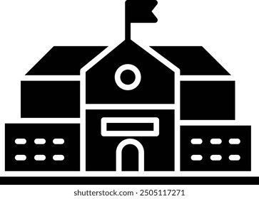 academy building solid glyph vector illustration