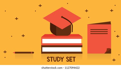 Academy education Combination Simple Design, Creative design with Brown color, Orange Background Vector Art Illustration.