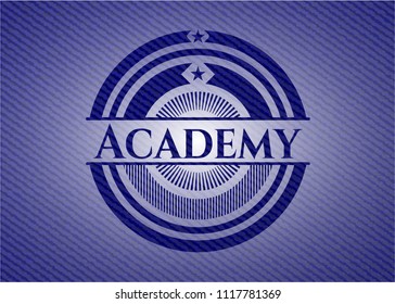 Academy emblem with denim high quality background