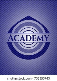 Academy emblem with denim high quality background