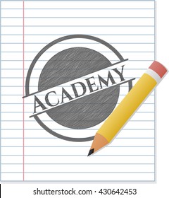 Emblema de la Academia con efecto de lápiz