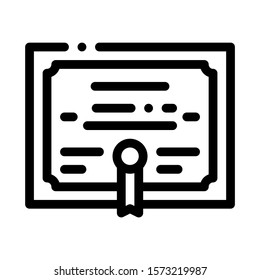Academy Graduation Diploma Icon Vector. Outline Academy Graduation Diploma Sign. Isolated Contour Symbol Illustration