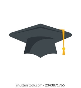 Academy graduation hat icon flat vector. School graduate. Degree cap isolated