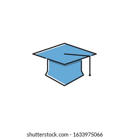 academy hat icon with outline filled style . university graduation cap icon