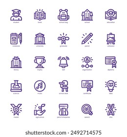 Academy icon pack for your website, mobile, presentation, and logo design. Academy icon basic line gradient design. Vector graphics illustration and editable stroke.