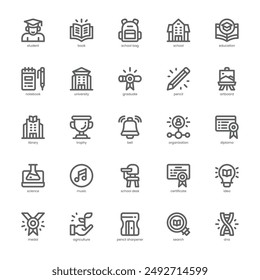 Academy icon pack for your website, mobile, presentation, and logo design. Academy icon outline design. Vector graphics illustration and editable stroke.