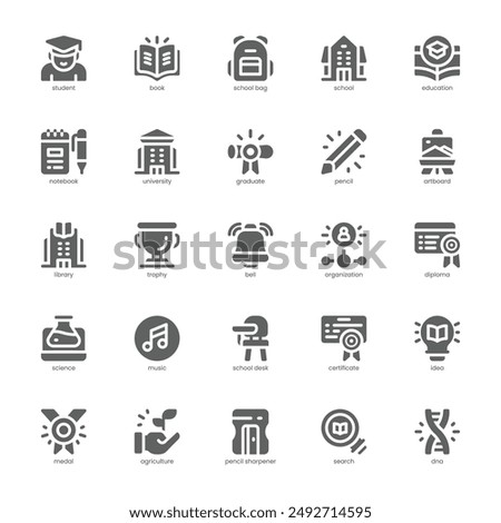 Academy icon pack for your website, mobile, presentation, and logo design. Academy icon glyph design. Vector graphics illustration and editable stroke.