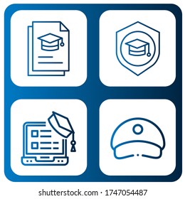 academy icon set. Collection of Graduation, Mortarboard, Cap icons