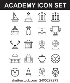 Academy icon set vector file