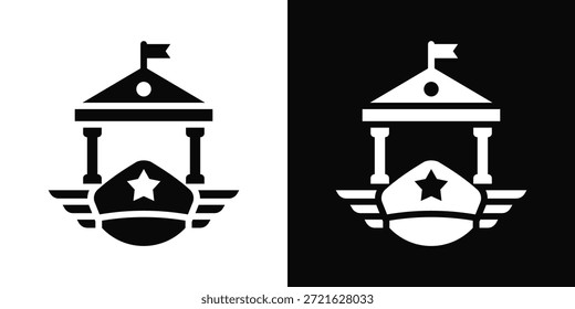 Estilo de fondo blanco y negro del icono de la academia