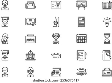 Academy icons collection is a vector illustration with editable stroke.