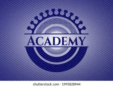 Academy jean or denim emblem or badge background. Vector Illustration. Detailed. 