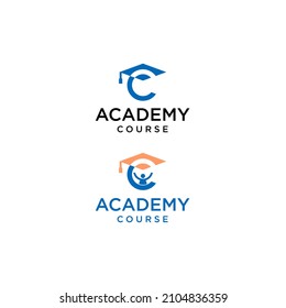 academy logo course design and letter C vector template