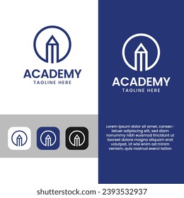 Diseño del logotipo de la Academia - Se puede utilizar como autor, escritor, educación, estudio, literatura, graduación, universidad, estudiante, artista y logotipo de aprendizaje