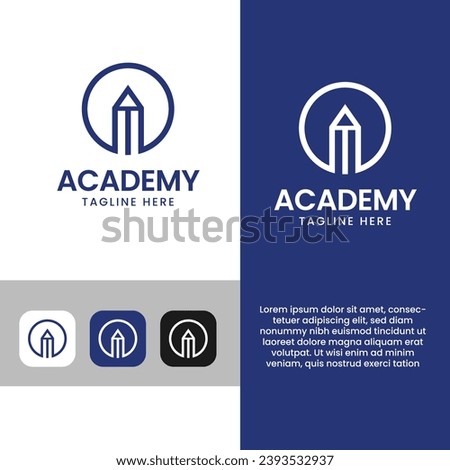 Academy Logo Design - It Can Be Used As Author,Writer,Education,study,literature,graduation,unisversity,student,artist and learning logo