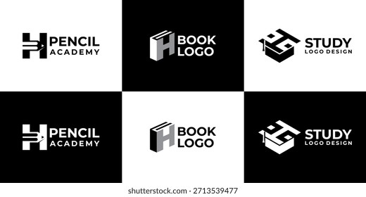 letra do logotipo da academia H vetor moderno, design do logotipo da educação