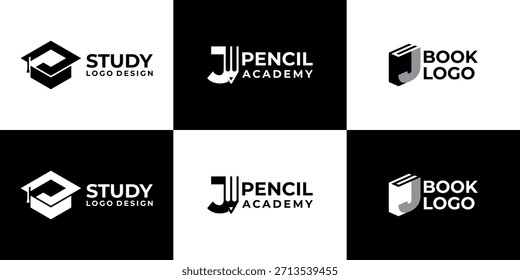 academy logo letra J Vector moderno, diseño de logo educativo
