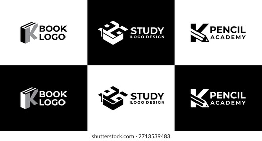 letra do logotipo da academia k vetor moderno, design do logotipo da educação