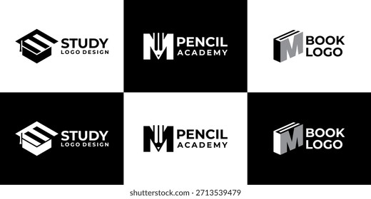 letra do logotipo da academia m vetor moderno, design do logotipo da educação
