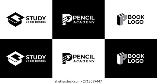 letra do logotipo da academia P vetor moderno, design do logotipo da educação