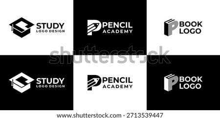 academy logo letter P vector modern, education logo design
