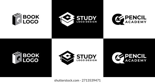 Akademie Logo Buchstabe Q Vektor modern, Bildung Logo Design