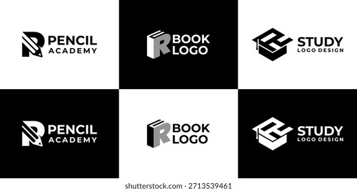 letra do logotipo da academia R vetor moderno, design do logotipo da educação