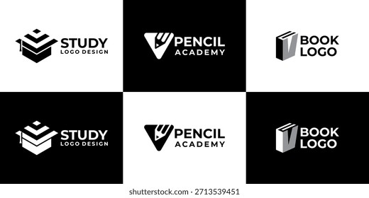 academy logo letra V Vector moderno, diseño de logo educativo
