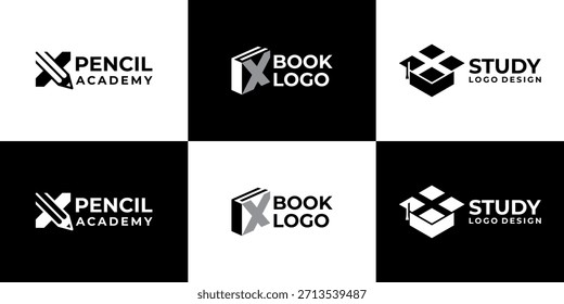 letra do logotipo da academia X vetor moderno, design do logotipo da educação