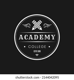 Concepto vintage del logotipo de la Academia, ilustración vectage vectage del vector.