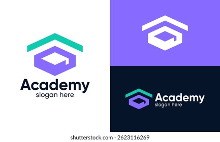 Academy modern logo design. College, Campus, Graduation cap Vector design symbol graphic icon