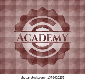 Academy red emblem with geometric background. Seamless.