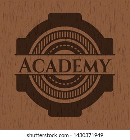 Academy retro wood emblem. Vector Illustration.