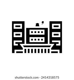 academy school building glyph icon vector. academy school building sign. isolated symbol illustration