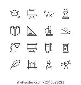 academy set of simple line icons. Collection of web icons for UIUX design. Editable vector stroke 48x48 Pixel Perfect