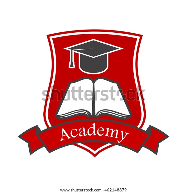 Academy Shield Emblem Design Book Graduation Stock Vector (Royalty Free ...